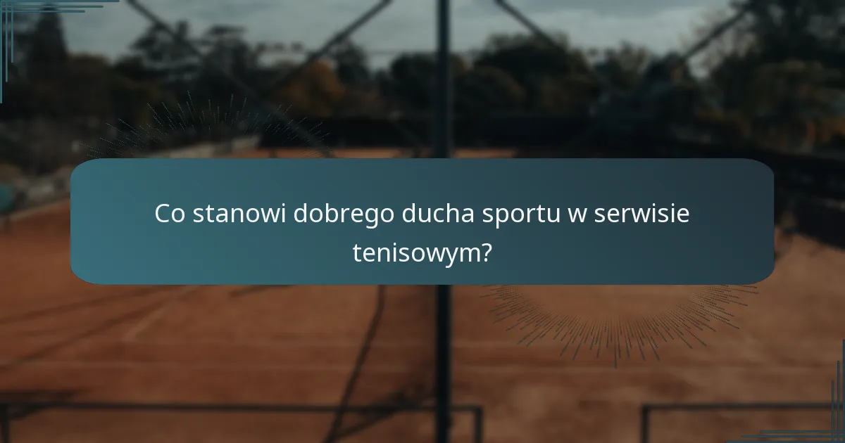 Co stanowi dobrego ducha sportu w serwisie tenisowym?