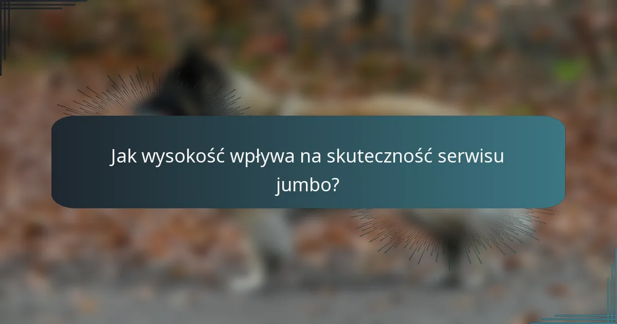 Jak wysokość wpływa na skuteczność serwisu jumbo?