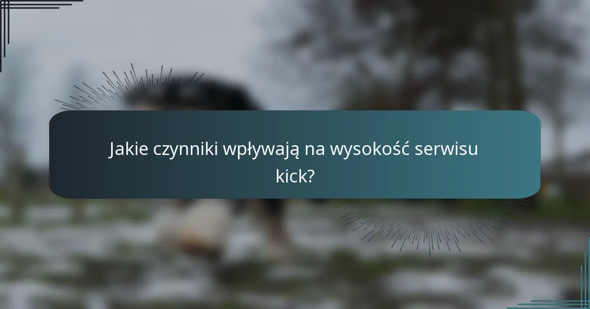 Jakie czynniki wpływają na wysokość serwisu kick?
