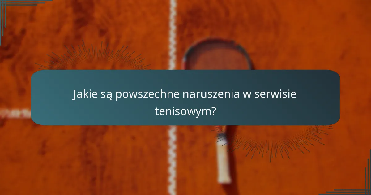 Jakie są powszechne naruszenia w serwisie tenisowym?