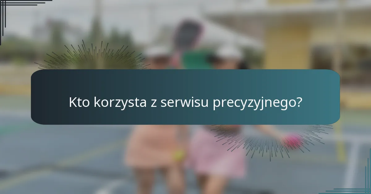 Kto korzysta z serwisu precyzyjnego?